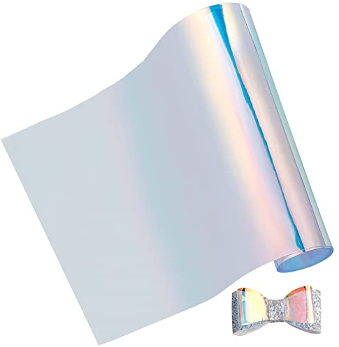 GORGECRAFT 96 cm x 20 cm PVC-hologramfilm transparent skimrande rulle vinyl regnbåge glänsande klar film speglad lasertyg för hantverk skor väskor sömnad lapptäcke fönster (transparent)