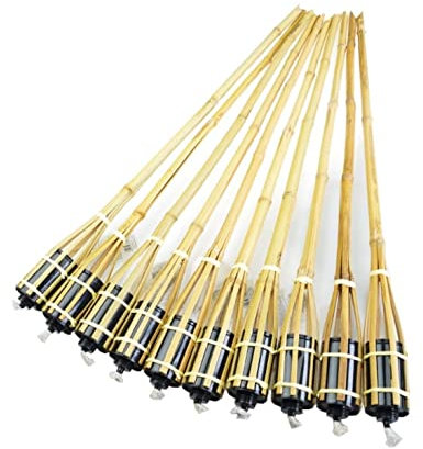 Dixiestore Torches à L'huile de Bambou | Torches en Bambou Lot de 10 Torches de Jardin en Bambou | Torches de Jardin Pratiques et Réutilisables pour L'extérieur, 60 Cm