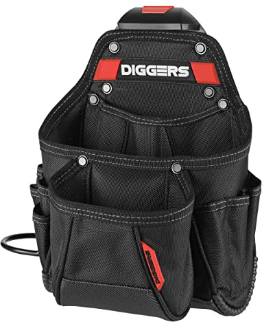 Diggers Tools - Allrounder XL Werkzeugtasche [ Profi Quik Klik System ] - Flexibel Kombinierbare Werkzeugtasche Gürtel - Hochwertige Gürteltasche Werkzeug für Elektriker, Dachdecker & Zimmerer