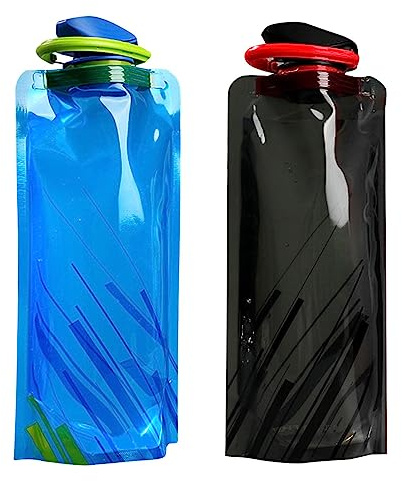 MUNSKT 2 Stück 700ML Faltbare Wasserflaschen, Flexible zusammenklappbare Wiederverwendbare für Wandern, Reisen, Abenteuer