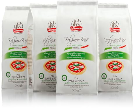 La Veronese | Bel paese Mix® Pane e Pizza, Miscela di Farine Senza Glutine, Senza Latte, Senza Uova, Preparato per Prodotti da Forno Senza Glutine, 4X500g