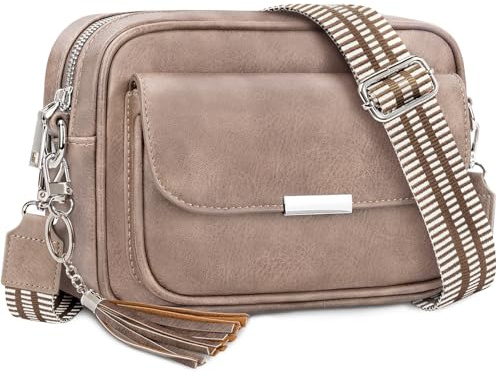 NEWIROVE Bolso Mujer Bandolera Mediano Bolso Bandolera Mujer Piel PU Bolso Cruzado De Mujer Con Correa Ancha Ajustable Bolsos Bandolera Para Mujer Damas Compras, Viaje y Trabajo. Albaricoque