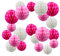 Papier Wabenbälle Set, iMeshbean 21 Stück Rosarot Pink Wabenball Pom Poms Set Papierkugeln 15cm 20cm 25cm Honeycomb Balls Wabenpapier Dekoration Set für Hochzeit Geburtstag Party,Rosa Set