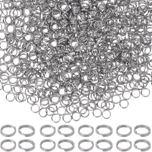 SUNNYCLUE 1 boîte de 1000 anneaux de Saut en Argent de 5 mm, Anneaux Fendus en Acier Inoxydable, Doubles Boucles Rondes, Petits Anneaux en Métal, Connecteurs pour la Fabrication de Bijoux, Fournitures