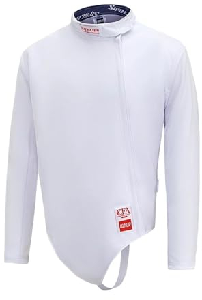 KXJPIZIYB Oberteile für Fechtanzüge aus 450N-Eisseide, Atmungsaktiv, Schweißabsorbierend, Florett-/Degen-/Säbelausrüstung, Fecht-Wettkampfbekleidung(White Right Hand,40#)