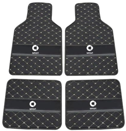 YNEION Auto Leder Fußmatten für Smart Fortwo Forfour 453 451 452 450 454 nach Maß wasserdichte rutschfeste einfach zu reinigen Interieur Bodenmatte Zubehör,D