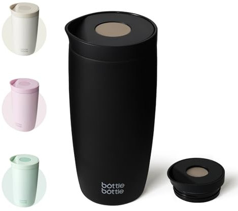 BOTTLE BOTTLE Thermobecher 500ml To Go – Premium Isolierbecher aus Edelstahl, auslaufsicher, BPA-frei, Quick-Press-Verschluss, doppelwandig, hält Getränke lange heiß & kalt (Schwarz)