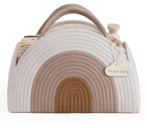 Baby Windel Caddy Veranstalter, Baumwollseil große Dusche Caddy für neugeborene Jungen und Mädchen, Geschenk für Baby-Dusche-Liste, neugeborenen Essentials Korb (Beige)