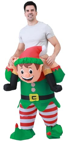 FXICH Inflables elfo Disfraces Inflables elfo Traje Adulto elves Traje de Christmas Fiesta Disfraz Hombres Mujeres