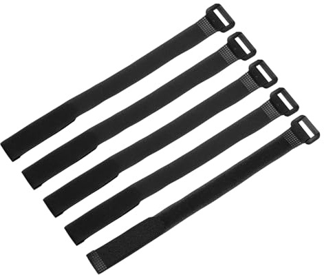 QUARKZMAN 5 Pcs Sangles De Fixation De Batterie Réutilisables 25mm x 30cm Nylon Multifonction Sangle De Maintien De Batterie Ajustable Sangle De Serrage Attache, Noir