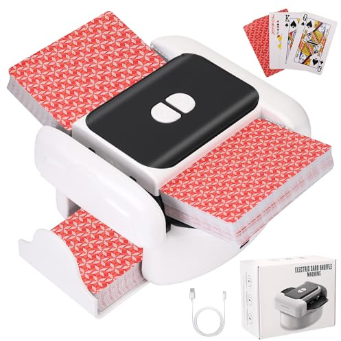 Barajador de Cartas Automático Mezclador Card Shuffler + Cartas Poker Máquina Barajar Silencioso Automatic y Manual Machine 2 Deck Maquina Barajadora para UNO Blackjack Skip-Bo Recargable USB 2600mAh