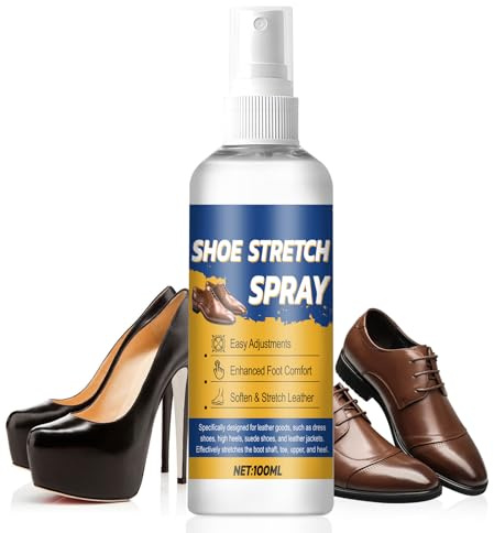 Allony Spray Dilatador Zapatos, Shoe Spray Elástico, Spray de Estiramiento, Spray Dilatador Zapatos Piel, Suaviza y Aumenta la Elasticidad del Cuero, Adecuado para Gamuza, Nobuk y Lona, 100ML
