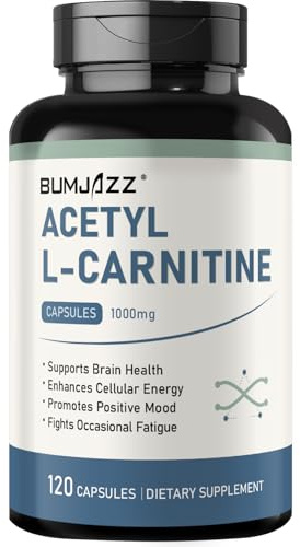 Capsule di acetil-L-carnitina 1000 mg, 120 conteggi: supporta la funzione NAD+, produzione di energia, umore, supporto nervoso e metabolico, concentrazione mentale