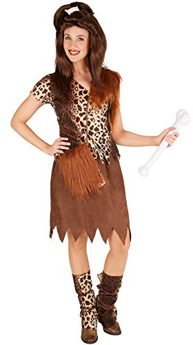 dressforfun tectake Fraunkostüm Steinzeitfrau | Höhlenmensch Verkleidung | inkl. Beinstulpen und Umhängetasche (XXL | Nr. 301338)