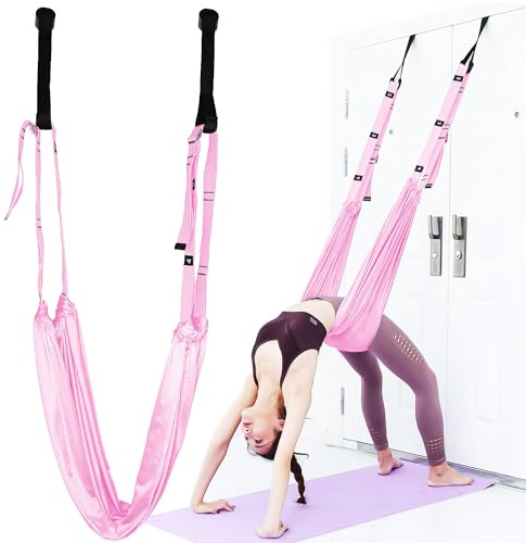 Leg Stretcher Strap Adjustable Fitness Band for Waist Trainer Stretching Door Swing Flexibility Tensile Trainer with Carrying Pouch for Yoga Practitioner Ballet Dancer Gymnastics Exercises (Pink)