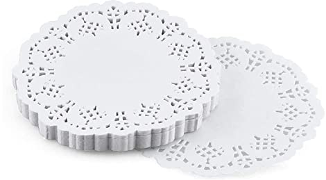 150 Stück Rund Papierdeckchen, 3,5 Zoll Runde Papier Tischsets Deckchen Kuchenmatte Papier für Hochzeit, Geburtstag, Kuchen, Desserts, Geschirr Lebensmitteldekoration Disposable Lace Doilies Paper