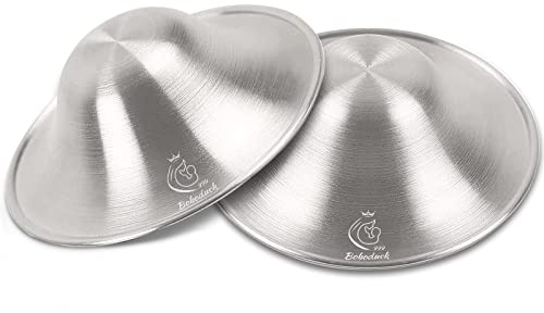 Boboduck Silver Nipple Shields, 999 Silver Cups for Breastfeeding, Essentials Breast Shields for Nursing Newborns, Silver Nipple Guards and Pads (Large)