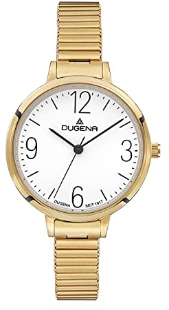 Dugena Damen-Armbanduhr 4461095 Fiona, Quarz, weißes Zifferblatt, Edelstahl, Mineralglas, Flexband, 3 bar