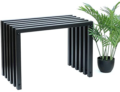 DanDiBo Tabouret 96447 en métal massif résistant aux intempéries 60 cm Tabouret moderne à lamelles Noir