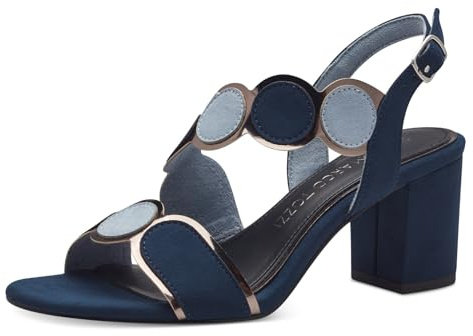 MARCO TOZZI sandalo da donna morbido plantare Feel Me vegano fodera morbida estivo, blu (NAVY COMB), 40 EU