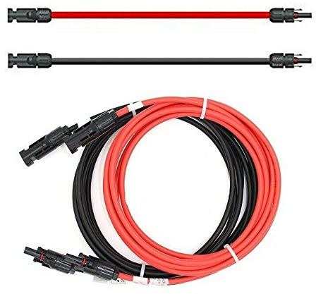 SOLARTRONICS Verlängerungskabel 4mm² inkl. Solarstecker 2x4m - PV Kabel H1Z2Z2-K beidseitig rot/schwarz - Photovoltaik Kabel mit Stecker - Solarkabel für PV Solaranlage - Made in Germany (2X 4m)
