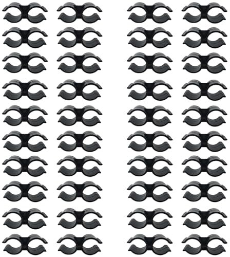 40PCS Double Clips Pipe Clamp Clips, PVC Plastic Shelf Pole Connector Chain Link Fence Panel Clamps Clips Fastener Accessories, Black