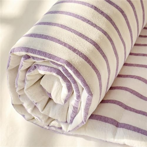 Odot Streifen Einfach Stil Spannbettlaken Elastisch, Spannbetttücher bis 25cm Tiefe Taschen Spannbetttuch Spannleintuch für Boxspringbetten, Bettlaken für Einzelbett Doppelbett (180x200cm,Lila)