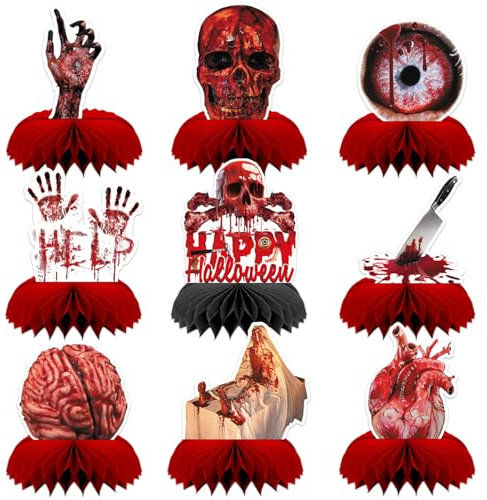 GreenYeah 9PCS Centres de Table en Nid d'Abeille pour Halloween, Nouveauté Accessoires de Table, Déco de Fête d'Halloween