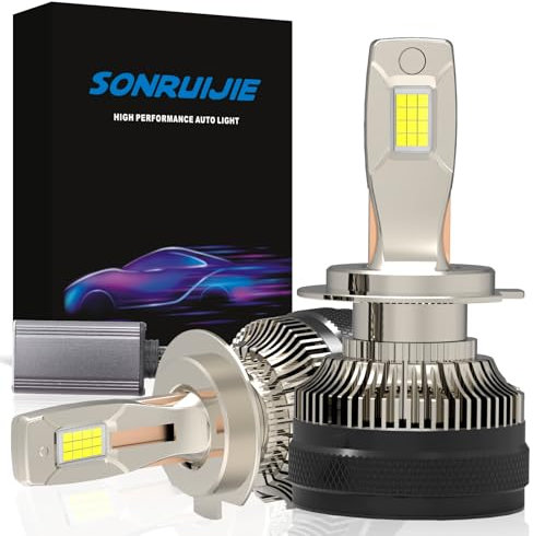 SONRUIJIE Lampadina per fari a LED H7, lampadina a LED H7 per auto super luminosa al 300% 36000LM 180W 6000K bianco, kit di conversione per lampadine per fari a LED per auto (confezione da 2)