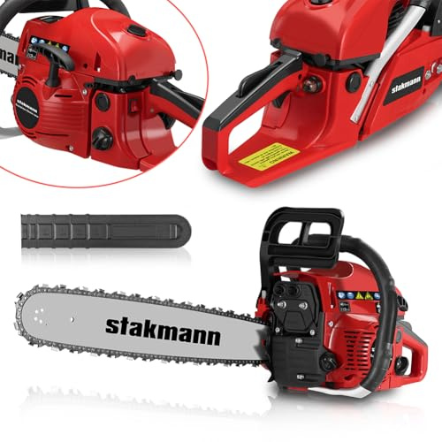 STAKMANN Motosega a Scoppio a 2 Tempi a Benzina Lama 50 cm, Easy Start e Interruttore di Sicurezza, Moto Sega da Giardino, Lavoro, Taglia Legna e Rami Preciso con Impugnatura Ergonomica (62 cc)