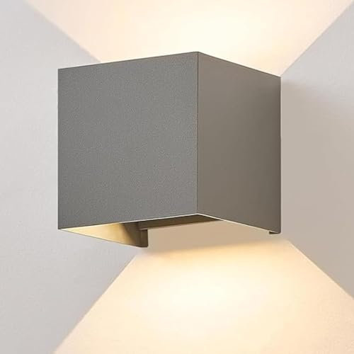 cliheet LED Wandleuchte Aussen Wandlampe - Aussenlampe Wand Wasserdicht Grau Wandbeleuchtung Flur Up Down Außenbeleuchtung 3000K Warmweiss IP65 Treppenbeleuchtung für Innen Hauswand Garten Innen
