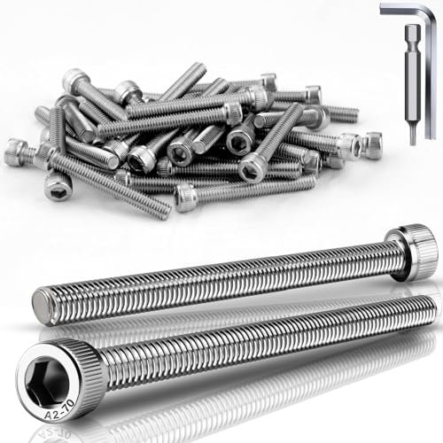 TXXATX 12 Piezas Tornillo Cilíndrico M6x100 mm Tornillos Cabeza Hexagonal DIN 912 de Acero Inoxidable A2 V2A Tornillos de Cabeza Allen Rosca Completa Para Reparación de Maquinaria de Muebles