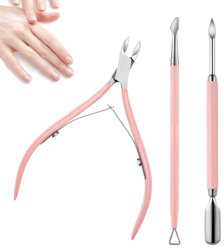3 Pcs Cuticle Trimmer with Cuticle Pusher and Cuticle Nipper,Professional Cuticle Trimmer Durable Manicure Tools,Cuticle Remover Tool Set,Stainless Steel Cuticle Pusher and Cuticle Cutter for Fingerna