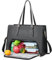 Jetviivid Laptop Tote Bag with Insulated Lunch Compartment, 15.6 Inch PU Leather Briefcase for Women, Waterproof Laptop Handbag Computer Shoulder Bag for Business, Office, Work, College, Black