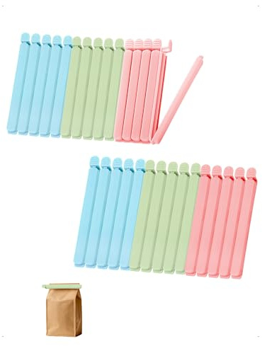 SanKristo 30 Pezzi Chiudi Sacchetti Cucina, Mollette per Alimenti da Cucina, Riutilizzabile Clip di Chiusura in Plastica Mollette Chiudi Sacchetti per Fresco, Panini, Snack Caffè Bustina, 15cm + 12cm