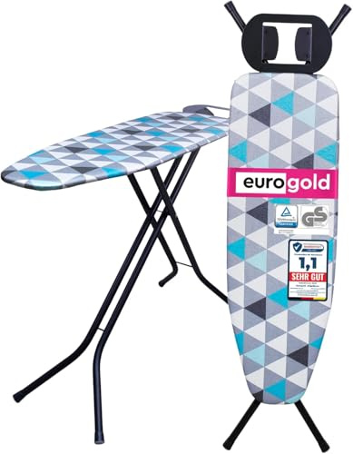 EUROGOLD® Bügeltisch 120x38 cm, große Bügelfläche, Made in Europe, Lagune