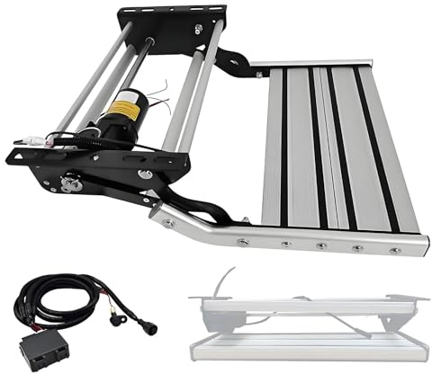 Elektrisk instegstrappa för husbil, 12V automatisk infällbar trappa, aluminiumlegering, halkfri pedal, för husbilar, campingbilar, husvagnar Single