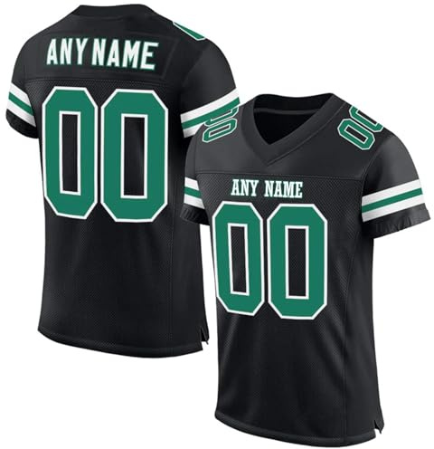 Custom t Shirt American Football Jerseys with Name and Number – Sports Jerseys for Men, Women and Children – Breathable and Quick-Drying Black