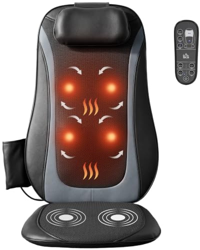 HOMCOM Siège Massant avec Fonction Chauffante, Coussin de Massage Dos