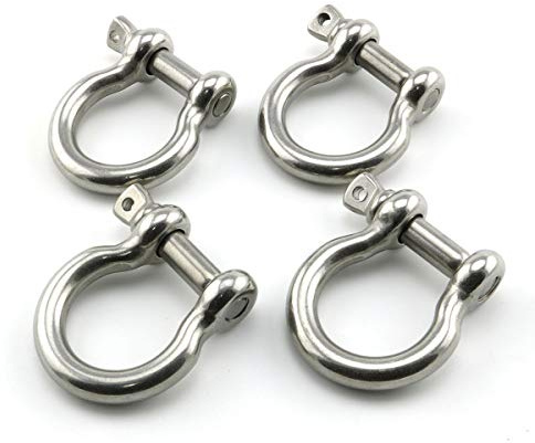 Lind Kitchen 4pcs 5/16 Inch Stainless Steel Bow Shackle Screw Pin Anchor Shackle Hardware Rigging Outdoor Tools for Survival Rope Paracord Camping Bracelet Bow Buckle M8