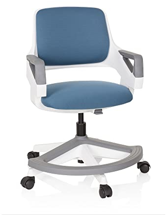 hjh OFFICE Kinder- und Jugendstuhl Kid Flex Mitwachsender Drehstuhl, Verstellbare Rückenlehne & Fußablage, Blau