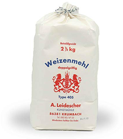 Premium vetemjöl – det goda från Tyskland – Vetemjöl 405, 2,5 kg – konstkvarn tyskare – dubbelt handtag 2 500 gr