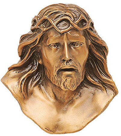 REAL VOTIVA FONDERIE D'ARTE Targa con bassorilievo in Bronzo per lapide - Cristo - Finitura con Corona di Spine [P.06.2012/12.5]