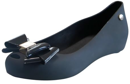 IVACHY Womens Jelly Ballet Shoes, Bow Details Slip-On Flats, Comfy Ladies Casual Wear Every-Day Closed Toe Ballerina Pumps Black