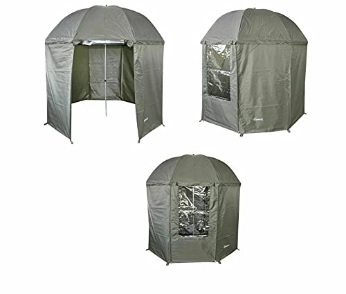 CARP ON Angelschirm 3 m geschlossen Schirmzelt Anglerschirm mit Fenster 5 Seasons Schirm Angelschirm geschlossen, wasserdicht Karpfenzelt Anglerschirm Angelzelt