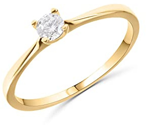 Anellissimo Bague solitaire pour femme en argent sterling 925 plaqué or 18 carats avec oxyde de zirconium