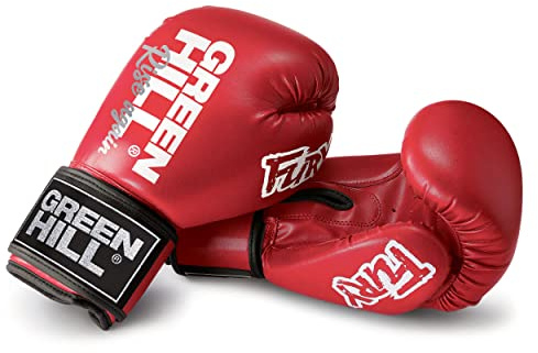 GUANTI DA BOXE FURY GREEN HILL GUANTONI DA PUGILATO KICK BOXING (12 Oz, Rosso rubino)