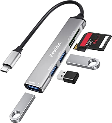 Lettore Schede SD/Micro SD, 5 in 1 Hub USB C, 1 USB 3.0, 2 USB 2.0, Portatile Adattatore per TF/SDXC/SDHC/Micro SDHC/Micro SDXC ecc.