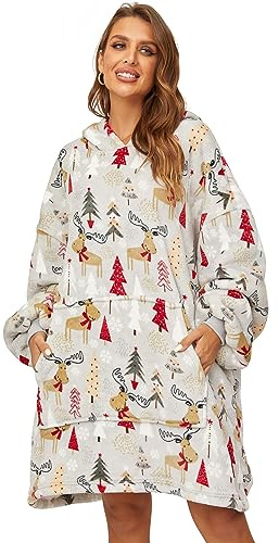 Michorinee Couverture à Capuche surdimensionnée, Sweat à Capuche Portable Super Chaud en Molleton et Sherpa, Sweat géant Confortable pour Femmes Hommes Adultes Adolescents