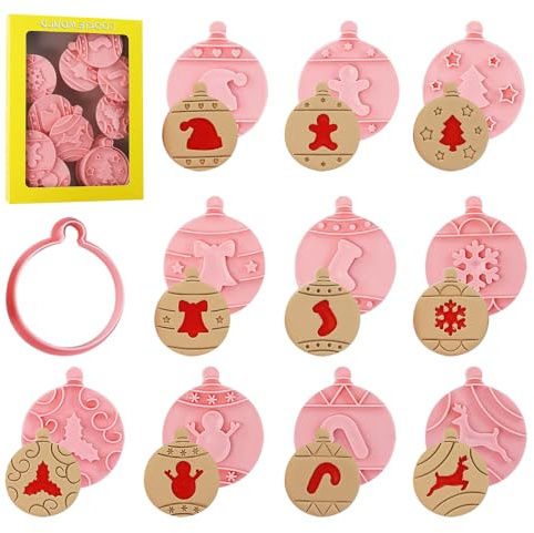 11 Pezzi Formine per Biscotti Natalizi,Tagliabiscotti di Natale 3D,Formine Natalizie per Biscotti,Stampo per Biscotti Natalizi (Natale-C)